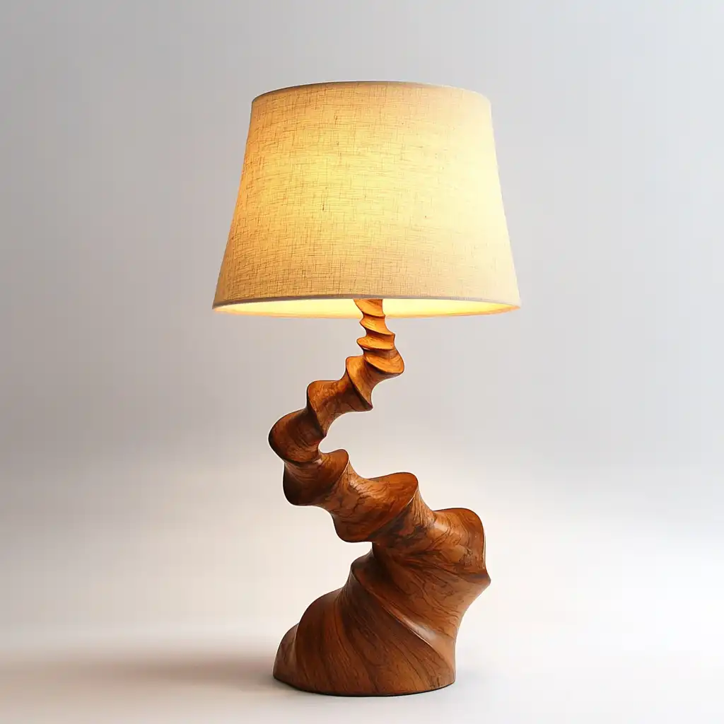 Carved Wooden Lamp Stand
